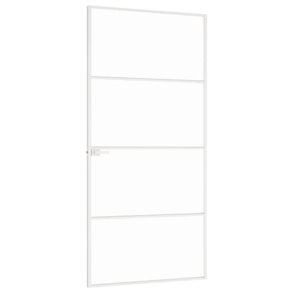 Porta Interna Bianca 93x201,5 cm Vetro Temperato Alluminio Slim