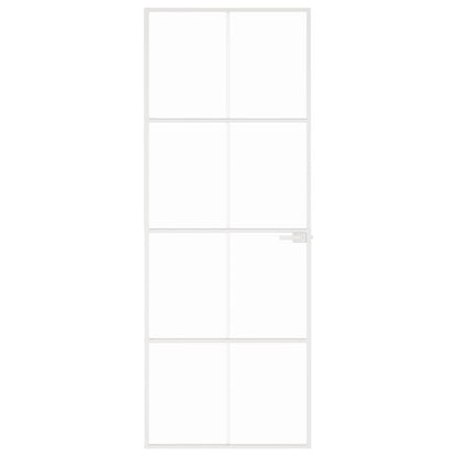 Porta Interna Bianca 76x201,5 cm Vetro Temperato Alluminio Slim