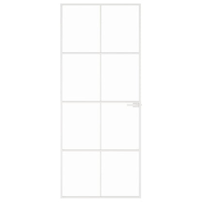 Porta Interna Bianca 83x201,5 cm Vetro Temperato Alluminio Slim