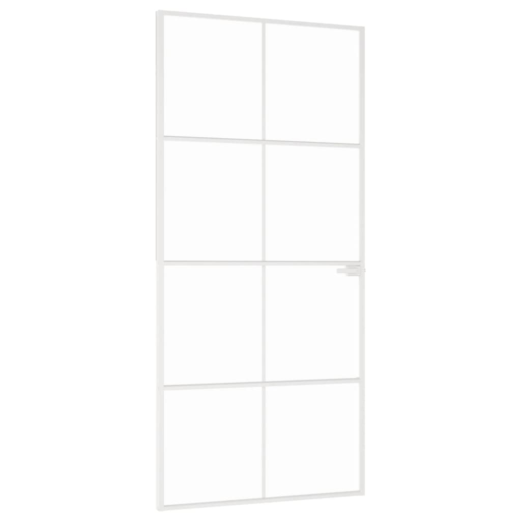 Porta Interna Bianca 93x201,5cm Vetro Temperato Alluminio Slim