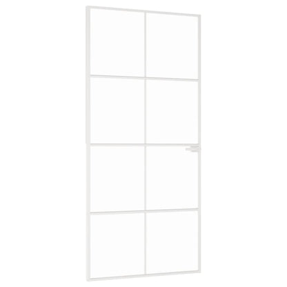 Porta Interna Bianca 93x201,5cm Vetro Temperato Alluminio Slim