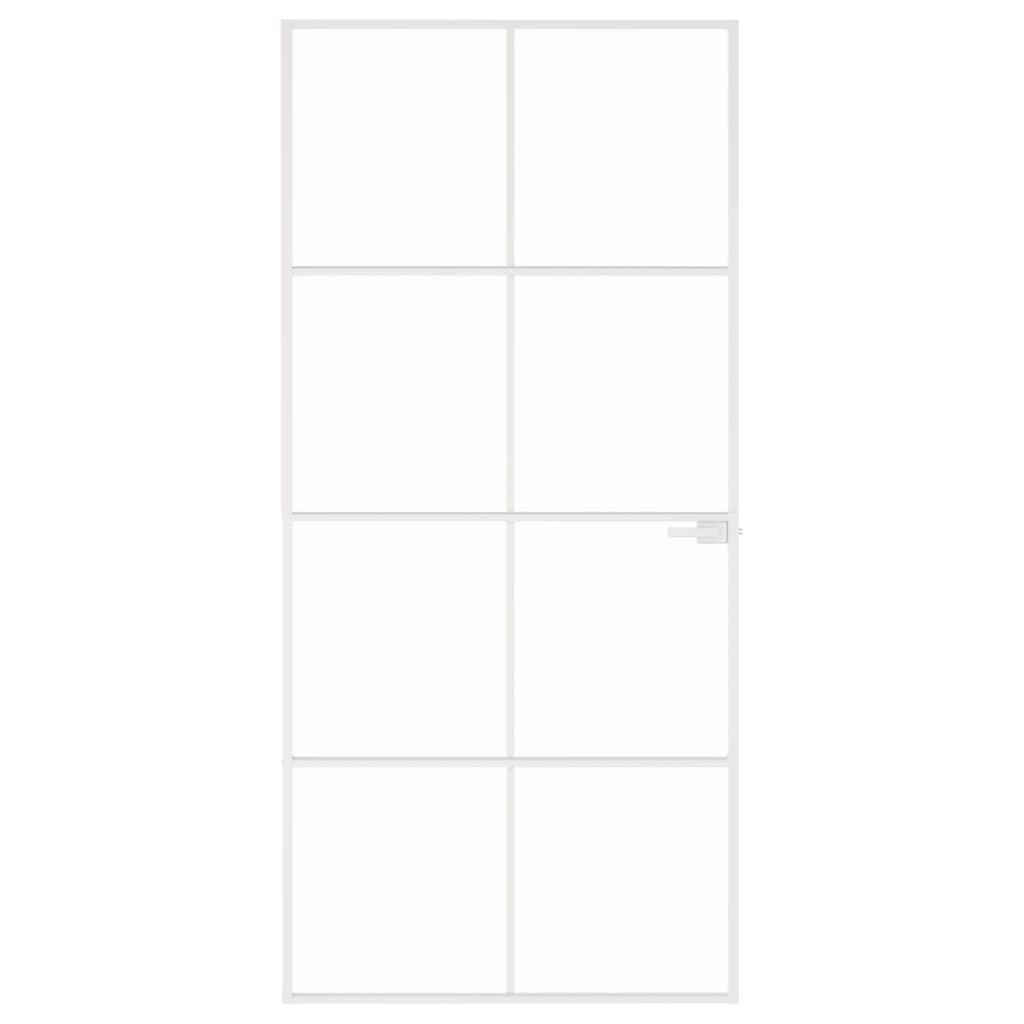 Porta Interna Bianca 93x201,5cm Vetro Temperato Alluminio Slim