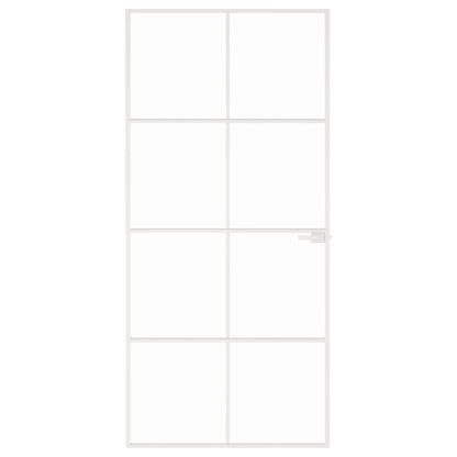 Porta Interna Bianca 93x201,5cm Vetro Temperato Alluminio Slim