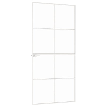 Porta Interna Bianca 93x201,5cm Vetro Temperato Alluminio Slim