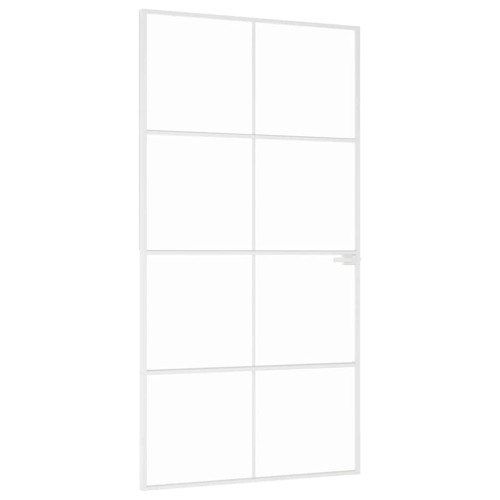 Porta Interna Bianca 102x201,5cm Vetro Temperato Alluminio Slim