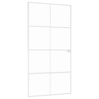 Porta Interna Bianca 102x201,5cm Vetro Temperato Alluminio Slim