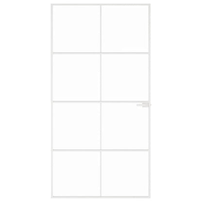 Porta Interna Bianca 102x201,5cm Vetro Temperato Alluminio Slim