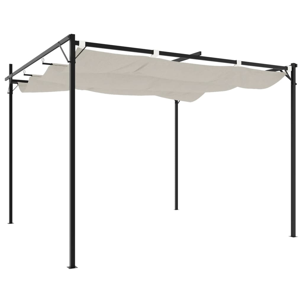 Pergola con Tetto Retrattile Crema 295x292x230 cm