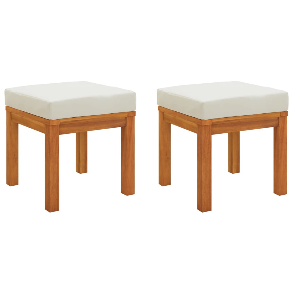 Sgabelli da Giardino con Cuscini 2pz 40x40x42cm Massello Acacia