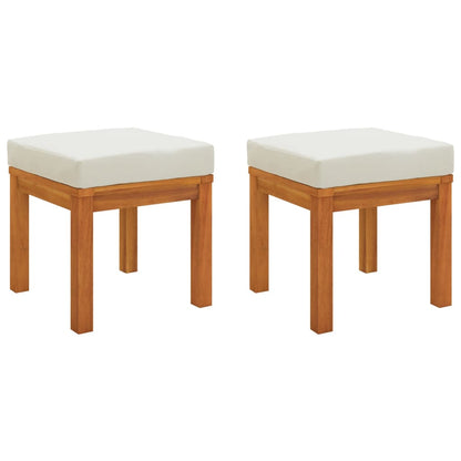 Sgabelli da Giardino con Cuscini 2pz 40x40x42cm Massello Acacia