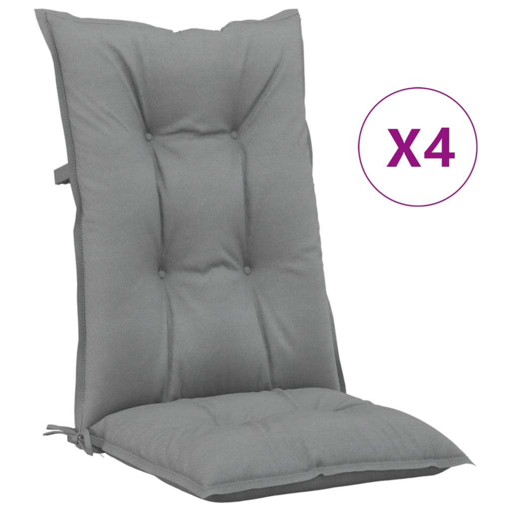 Cuscini per Sedie 4 pz Grigie 120x50x7 cm in Tessuto