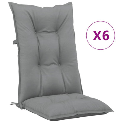 Cuscini per Sedie 6 pz Grigie 120x50x7 cm in Tessuto