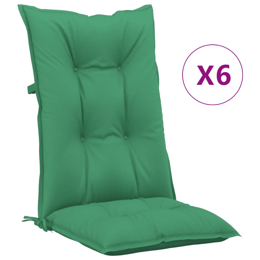 Cuscini per Sedie 6 pz Verdi 120x50x7 cm in Tessuto
