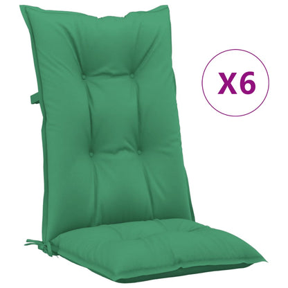 Cuscini per Sedie 6 pz Verdi 120x50x7 cm in Tessuto