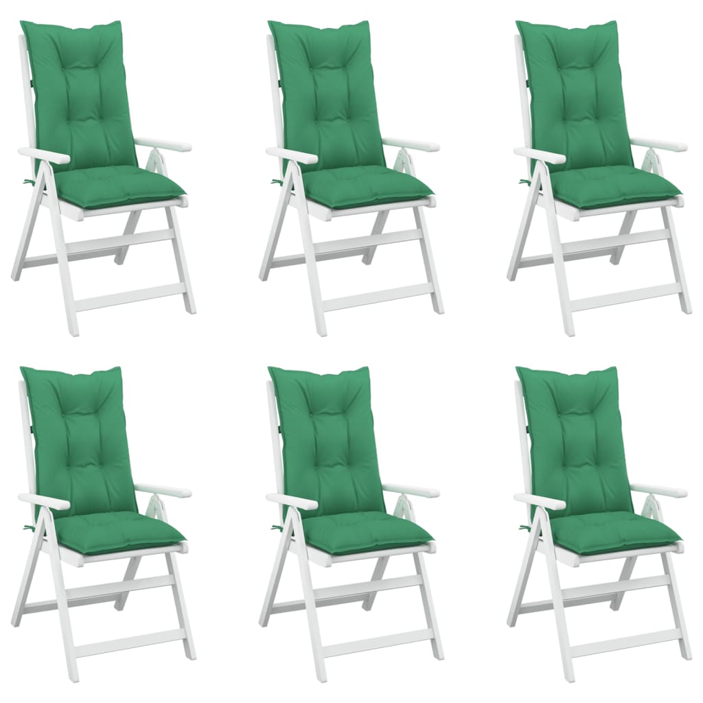 Cuscini per Sedie 6 pz Verdi 120x50x7 cm in Tessuto