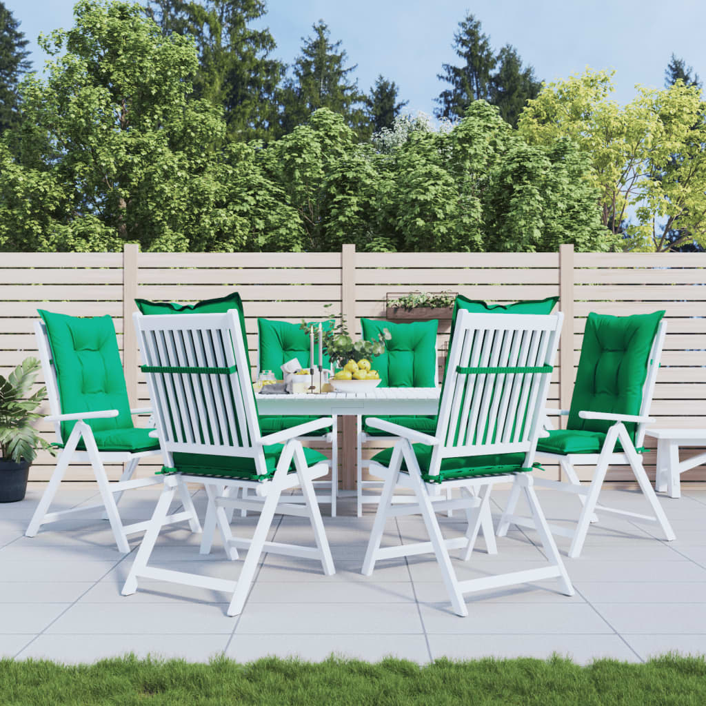 Cuscini per Sedie 6 pz Verdi 120x50x7 cm in Tessuto