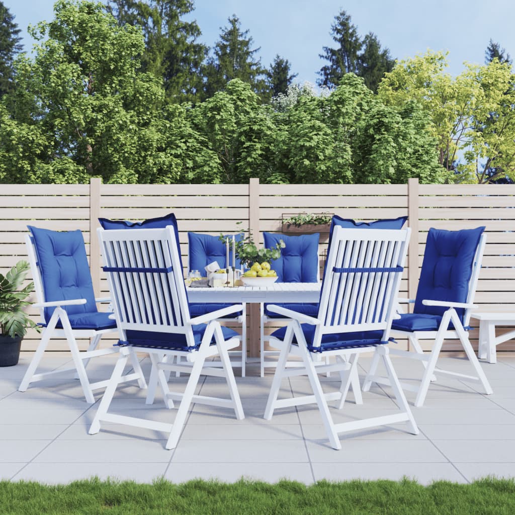 Cuscini per Sedie 6 pz Blu Reale 120x50x7 cm in Tessuto