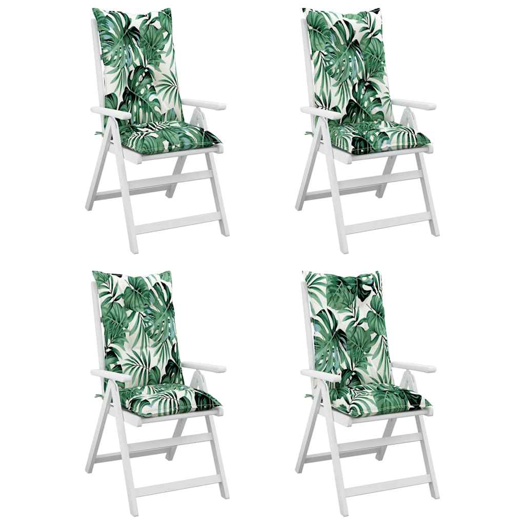 Cuscini per Sedie 4 pz Motivo a Foglie 120x50x7 cm in Tessuto