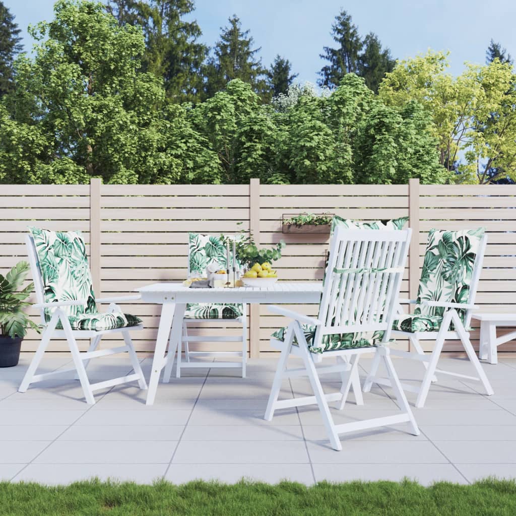 Cuscini per Sedie 4 pz Motivo a Foglie 120x50x7 cm in Tessuto