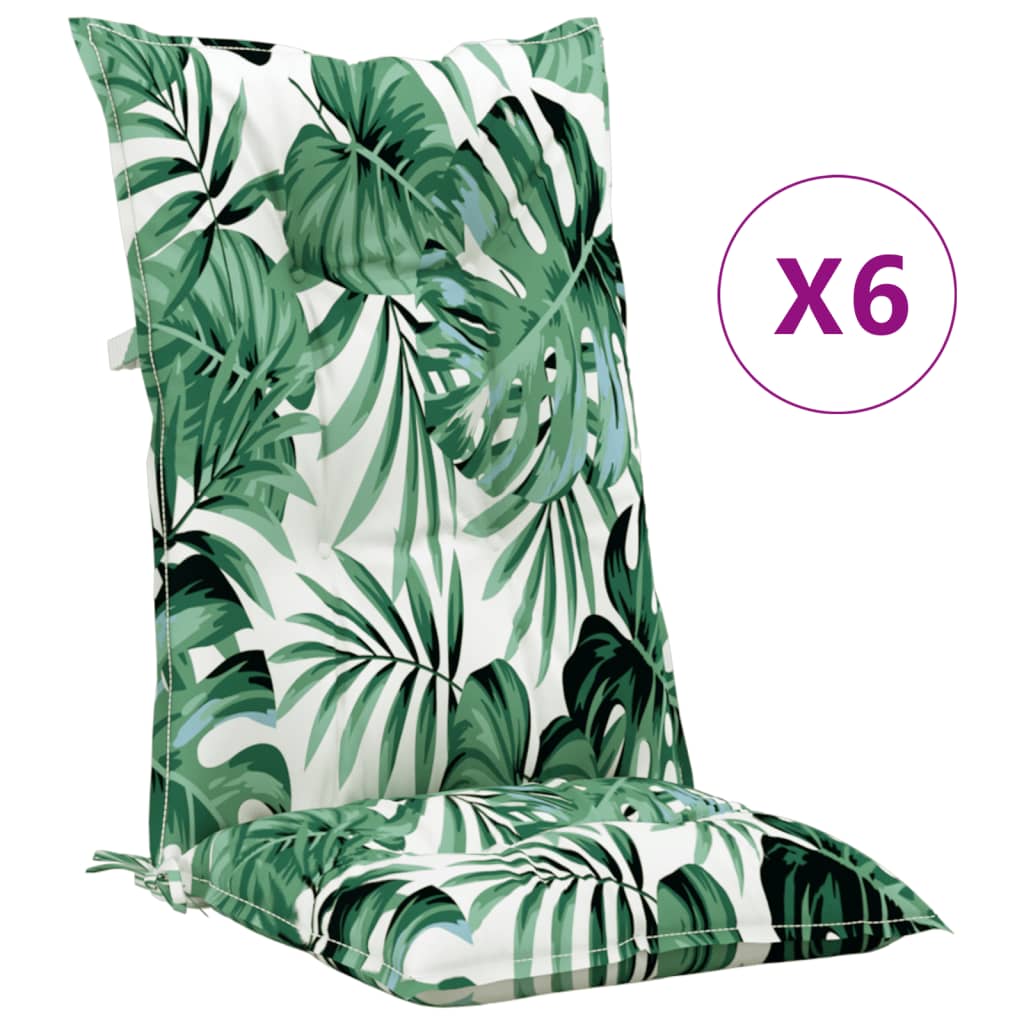 Cuscini per Sedie 6 pz Motivo a Foglie 120x50x7 cm in Tessuto