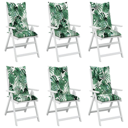 Cuscini per Sedie 6 pz Motivo a Foglie 120x50x7 cm in Tessuto