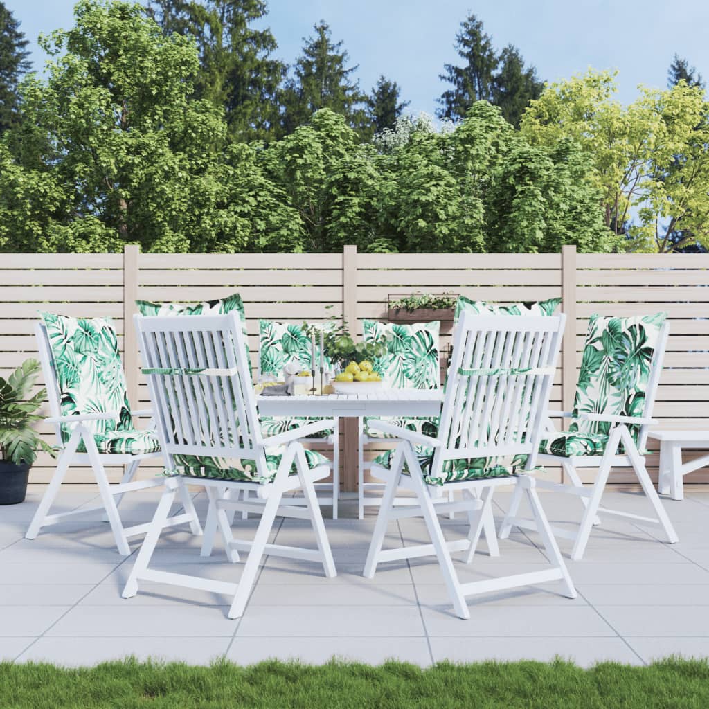 Cuscini per Sedie 6 pz Motivo a Foglie 120x50x7 cm in Tessuto