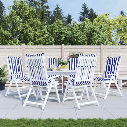 Cuscini per Sedia 6pz Strisce Bianche e Blu 120x50x7cm Tessuto