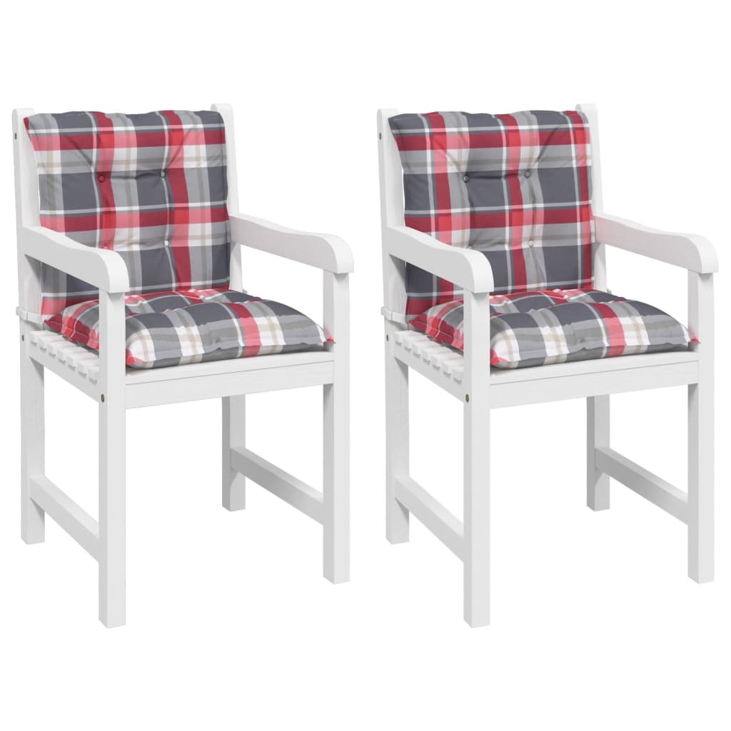 Cuscini per Sedia 2 pz a Quadri Rossi 100x50x7cm Tessuto Oxford