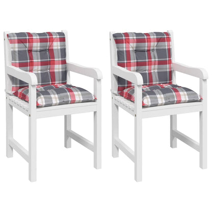 Cuscini per Sedia 2 pz a Quadri Rossi 100x50x7cm Tessuto Oxford