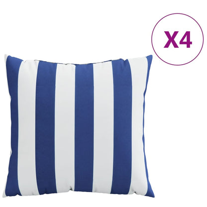 Cuscini Decorativi 4 pz Blu e Bianco 40x40 cm Tessuto