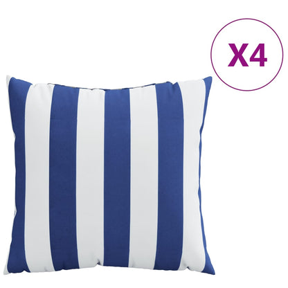 Cuscini Decorativi 4pz Strisce Blu e Bianco 50x50 cm Tessuto