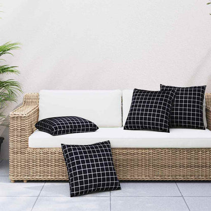 Cuscini Scatter a scacchi 4 pcs Quadro Nero 50 x 50 cm