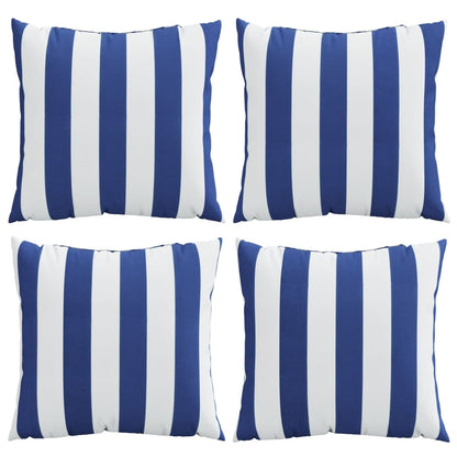 Cuscini Decorativi 4pz Strisce Blu e Bianco 60x60 cm Tessuto