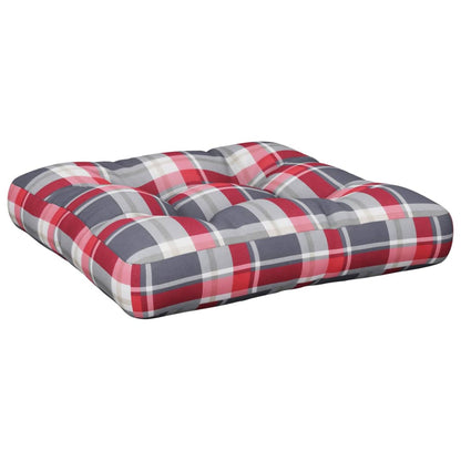 Cuscino per Pallet a Quadri Rossi 50x50x12 cm in Tessuto