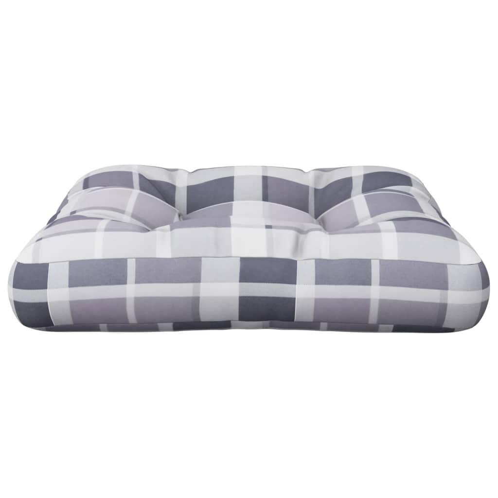 Cuscino per Pallet Motivo a Quadri Grigi 50x50x12 cm in Tessuto