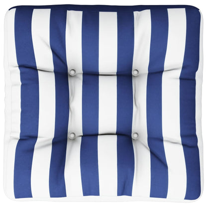 Cuscino per Pallet Strisce Bianche e Blu 50x50x12 cm in Tessuto