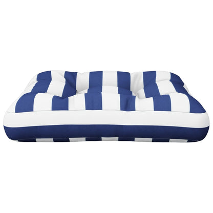 Cuscino per Pallet Strisce Bianche e Blu 50x50x12 cm in Tessuto