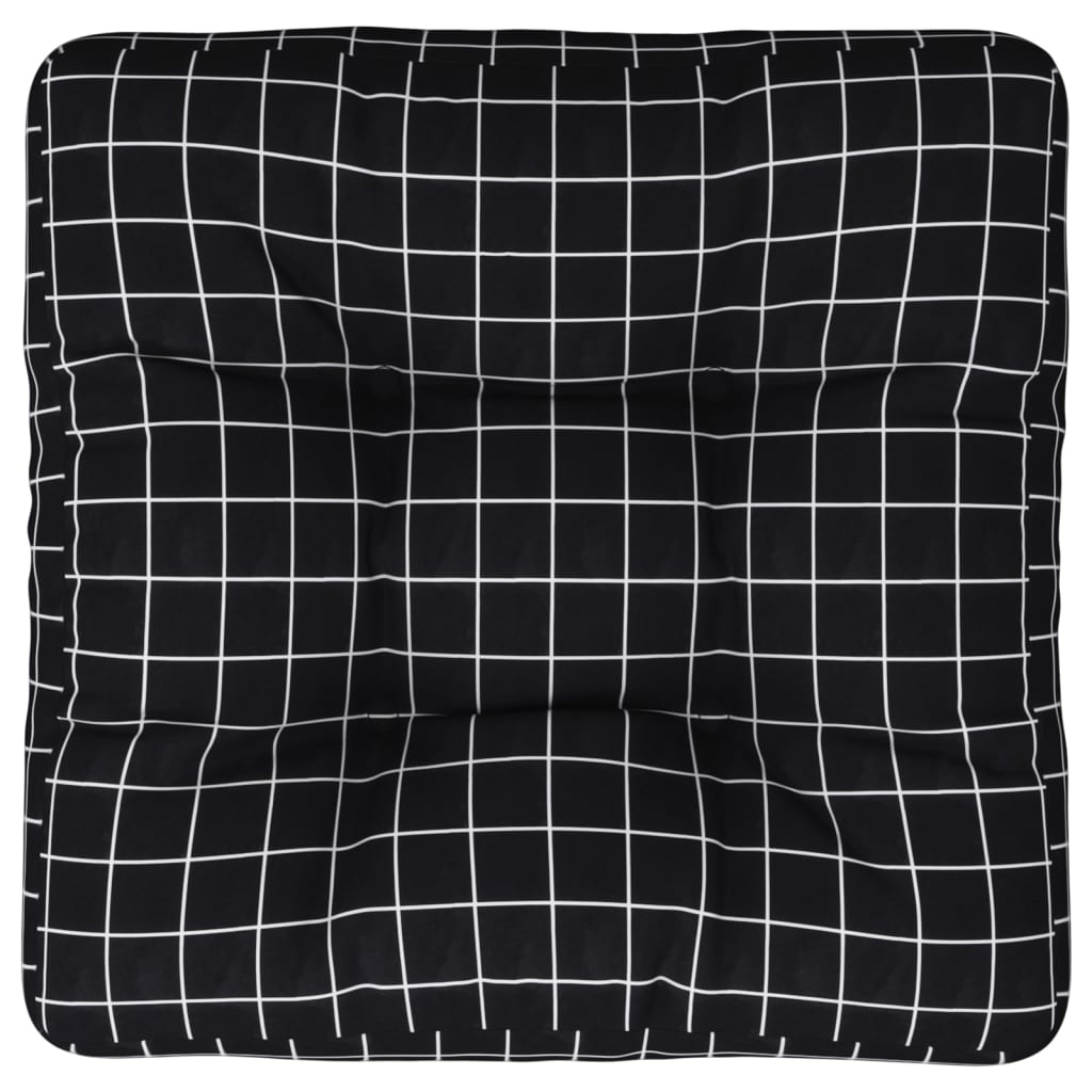 Cuscino per Pallet Motivo a Quadri Nero 60x60x12 cm in Tessuto