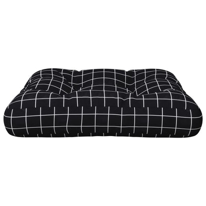 Cuscino per Pallet Motivo a Quadri Nero 60x60x12 cm in Tessuto