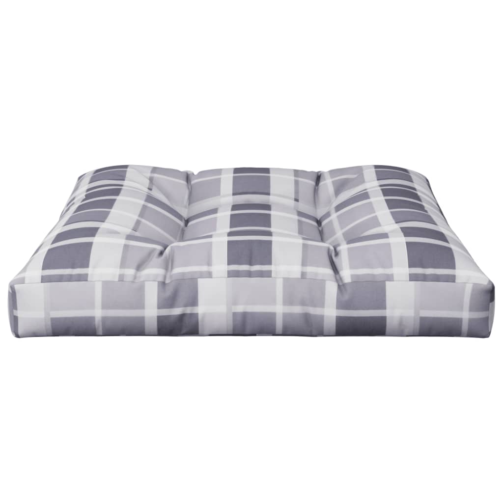 Cuscino per Pallet a Quadri Grigi 70x70x12 cm in Tessuto