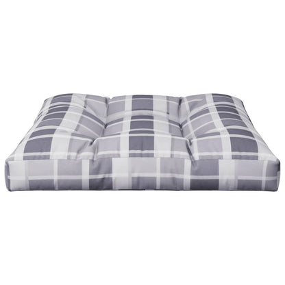 Cuscino per Pallet a Quadri Grigi 70x70x12 cm in Tessuto