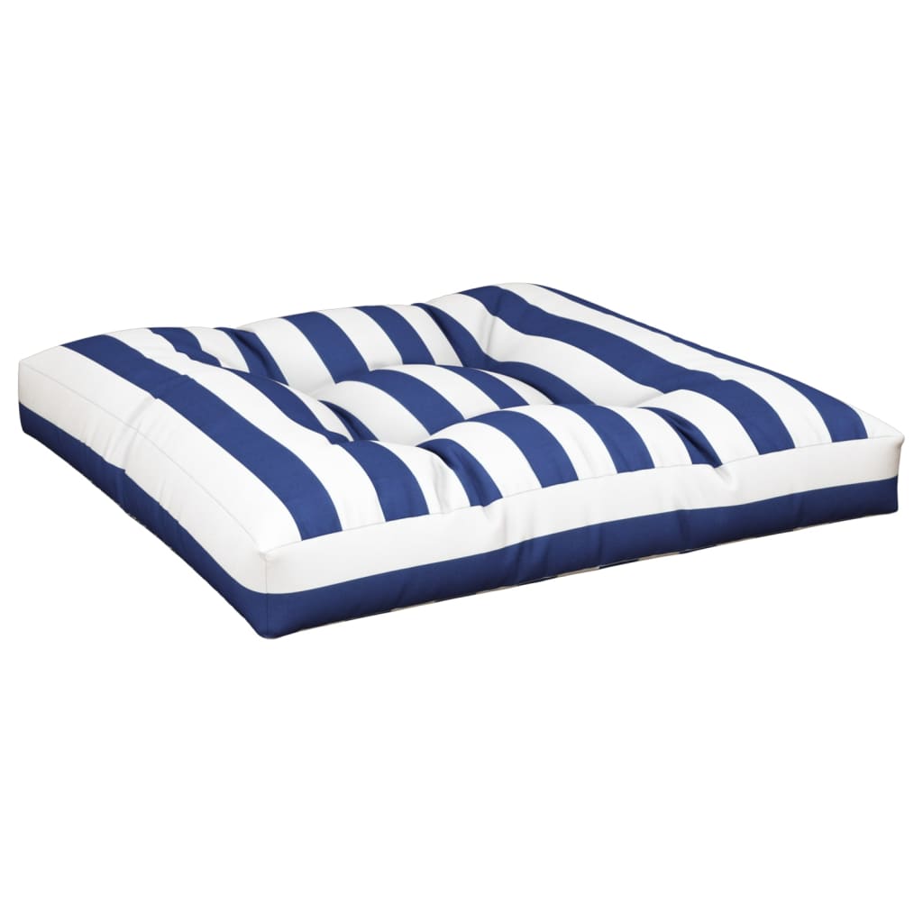 Cuscino per Pallet Strisce Bianche e Blu 70x70x12 cm in Tessuto