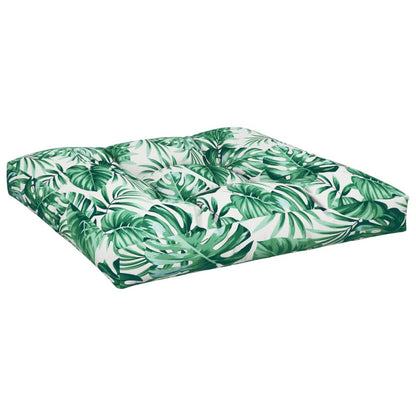 Cuscino per Pallet con Motivo a Foglie 80x80x12 cm in Tessuto