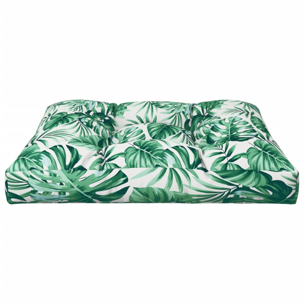 Cuscino per Pallet con Motivo a Foglie 80x80x12 cm in Tessuto