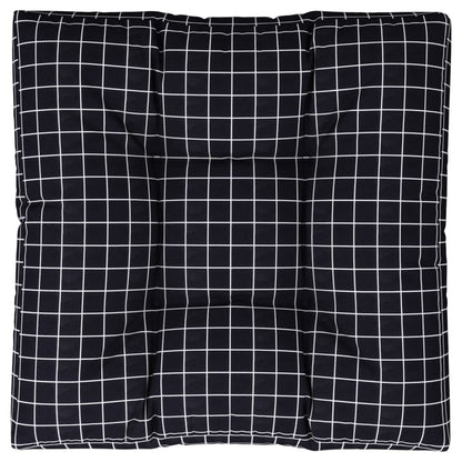 Cuscino per Pallet Motivo a Quadri Nero 80x80x12 cm in Tessuto
