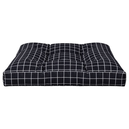 Cuscino per Pallet Motivo a Quadri Nero 80x80x12 cm in Tessuto