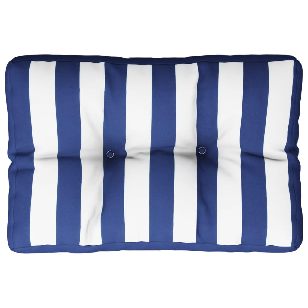 Cuscino per Pallet Strisce Bianche e Blu 50x40x12 cm in Tessuto