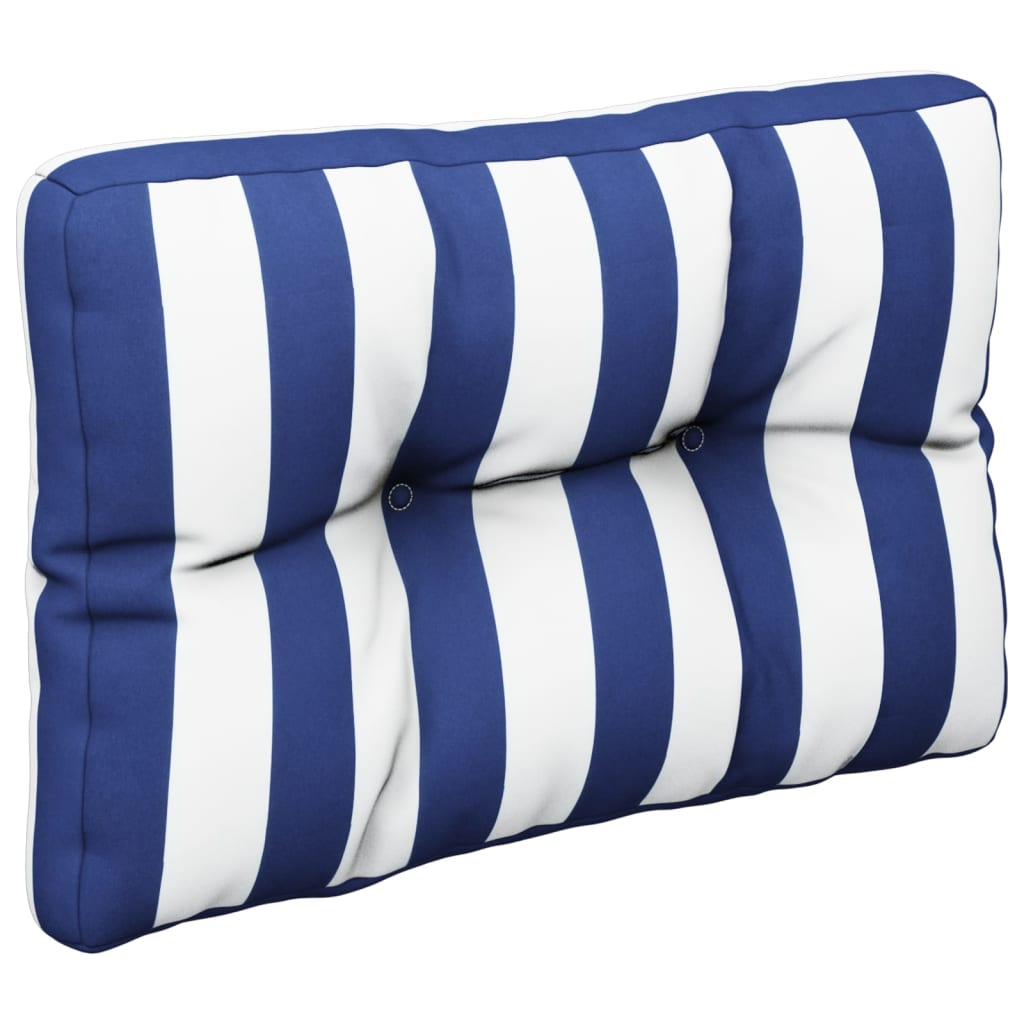 Cuscino per Pallet Strisce Bianche e Blu 50x40x12 cm in Tessuto