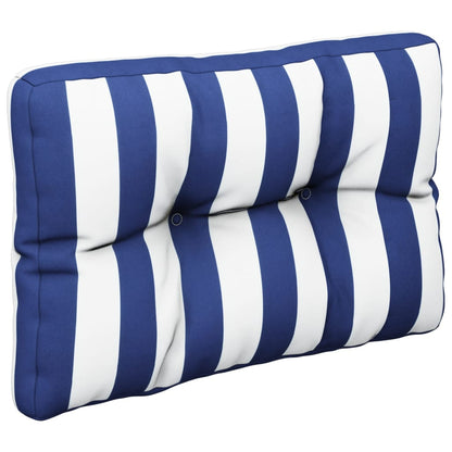 Cuscino per Pallet Strisce Bianche e Blu 50x40x12 cm in Tessuto