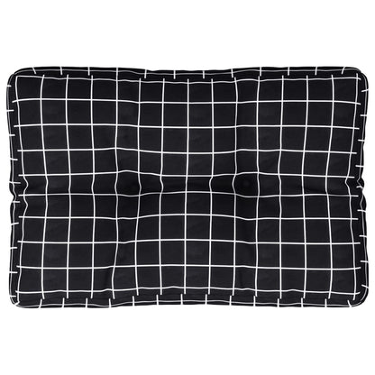 Cuscino per Pallet Motivo a Quadri Nero 50x40x12 cm in Tessuto